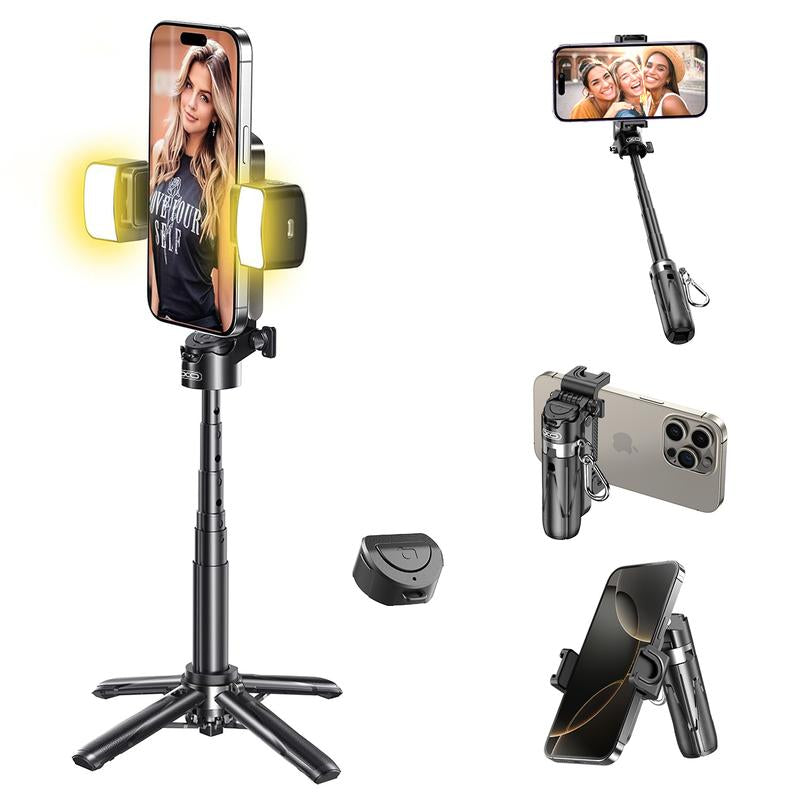 Multifunctional 4-In-1 Mini Selfie Stick,Convenient Camera Aid, Tripod, Phonestand, Bluetooth Selfie, Multifunctional Foldable, Suitable for Vlogs, Live Streaming, Photography, Compatible with Iphone16/15/14/13 Series