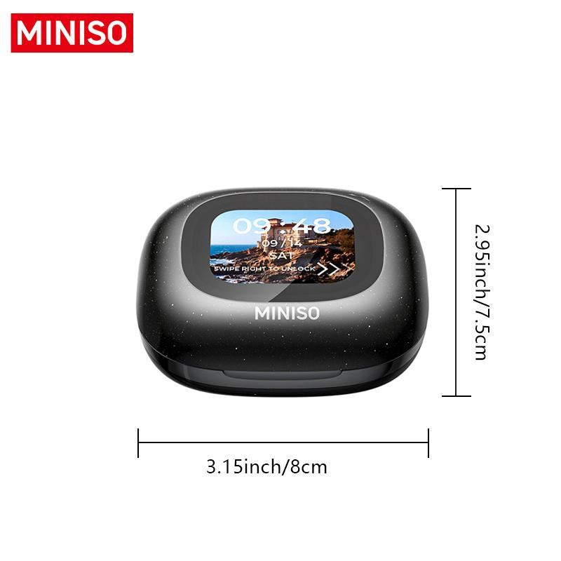 MINISO Earbuds, Wireless Earphones, Open Ear Design Wireless Headphones, BT5.4 Full Color Display Touch Screen IPX5 Waterproof Headset, Audio