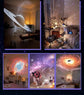 Meteor Star Projector Galaxy Night Light showcasing various designs of calming galaxy projections in cozy interiors.
