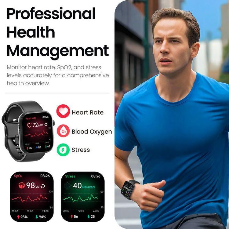 TOZO S6 Smartwatch Ultra-Clear AMOLED Screen Dynamic Bluetooth Call,Sports Modes Fitness Watch Activity Tracker with Heart Rate/Sleep Oxygen Monitor IP68 Waterproof Dustproof Smartphone Wristwatch Devices Wearable Pedometer Weather Updates Workout
