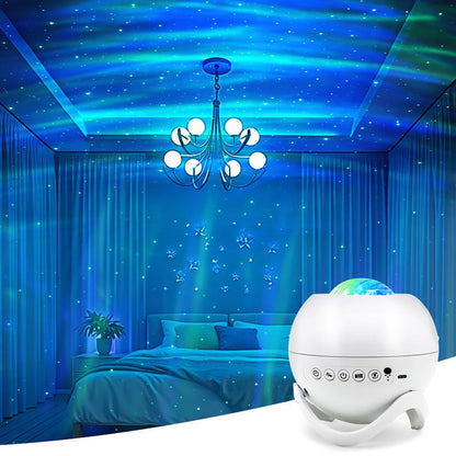 Northern Lights Projector Galaxy Projector for Bedroom, White Noise Bluetooth Speaker Star Projector, Suitable Gaming, Home Theater, Adult, Christmas Mood Night Light