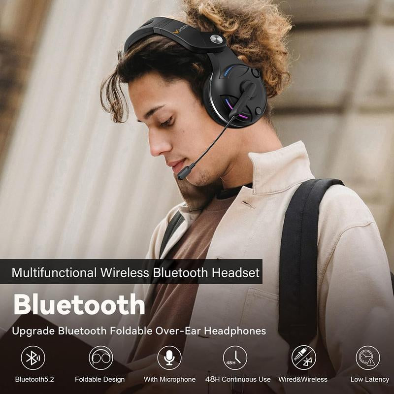 【Wantek】Wireless Headset with Microphone for PC, Bluetooth Headset with Noise Canceling Microphone & HI-FI Stereo Sound, USB Wireless Headset for Laptop, 48 Hrs Working Time Zihni Cheadphones Audio Electronic Headphones Gaming Earbuds
