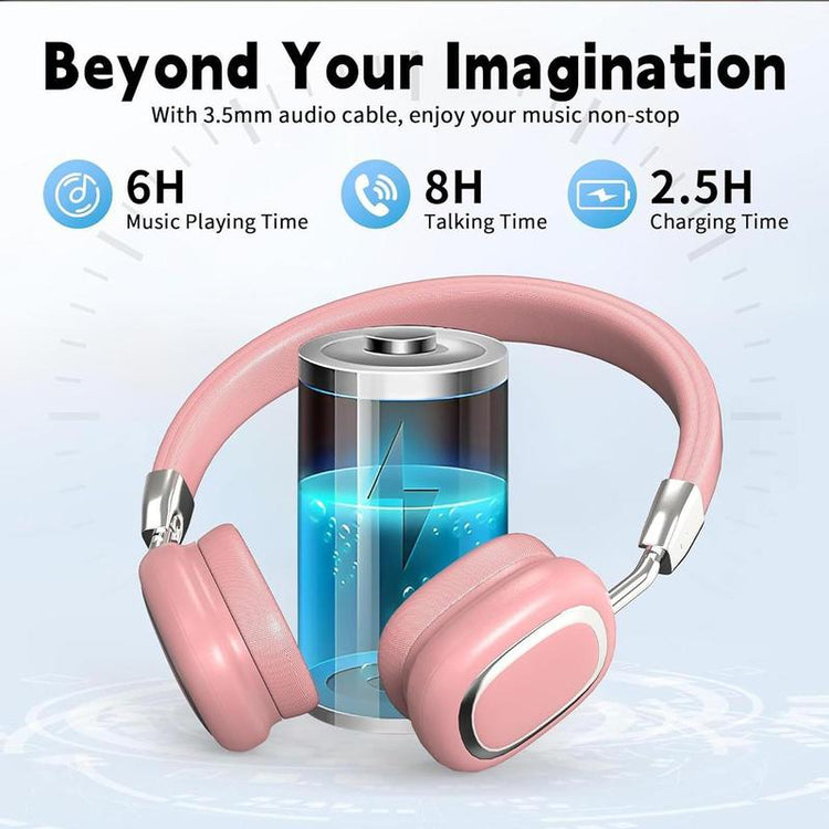 [Freeship] Christmas Gift, Wireless On-Ear Headphones, Stereo Headphones with Microphone, Immersive Bass, Foldable Design,Usb-C Charging Port, FM Radio, SD/TF, Sports & Gaming Headphones