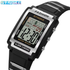 Retro Digital Sports Watch with LCD display, waterproof 50M, alarm, stopwatch, and comfortable strap.