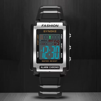 Retro Digital Sports Watch – Waterproof 50M, Night Light, Large Screen Alarm Clock