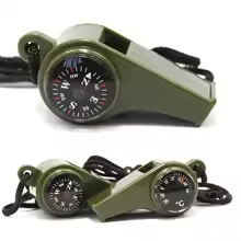 Multifunction 3-in-1/4-in-1 Survival Tool – Whistle, Compass & Carabiner for Camping, Hiking & Outdoors