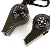 Multifunction 3-in-1/4-in-1 Survival Tool – Whistle, Compass & Carabiner for Camping, Hiking & Outdoors