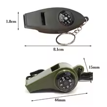 Multifunction 3-in-1/4-in-1 Survival Tool – Whistle, Compass & Carabiner for Camping, Hiking & Outdoors