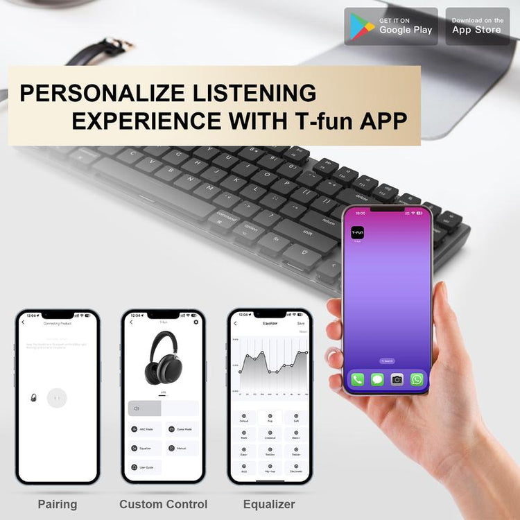 T-Fun NC45 ANC wireless headphones noise cancelling feature