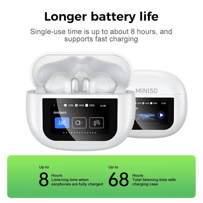 Bluetooth connection interface displayed on the MINISO X25 earbuds' screen, indicating pairing status.