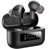 TOZO NC3 Hybrid ANC Earbuds, 6 Mics ENC Clear Call, 55H Long Playtime, 32 Preset Eqs via APP, Bluetooth 5.3 Headset, IPX8 Waterproof, In-Ear Headphones with LED Display Audio Electronic Noisecancellingheadphones Black