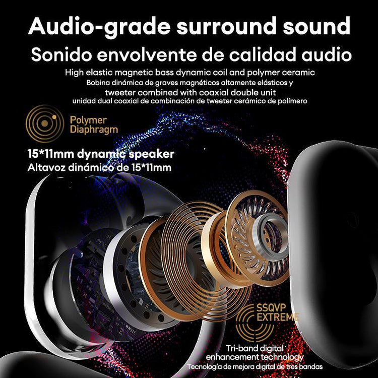 Hyundai Ear Buds - Headphones Bluetooth with Dual-Fold Design, Noise Isolation - 145H Playtime Wireless Earbuds Bluetooth 6.0, IPX5 Waterproof & Sweatproof Wireless Headphones, Headset Ideal Traveling Gadgets & Electronic Gifts for Men and Women