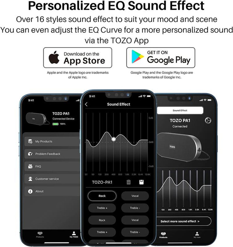 TOZO PA1 Bluetooth Speakers with 20W Stereo Sound, 25H Playtime, IPX7 Waterproof Portable Wireless Speakers Audio Protection Smartphone Fathersdaygift