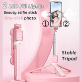 IMOLI Upgraded 67-Inch Telescopic Multi-Function Mobile Phone Selfie Stick with Dual Fill Light, Built-In Tripod and Wireless Remote Control