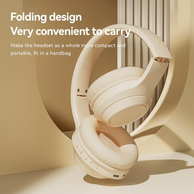 Wireless Headphones, Foldable Gaming Bluetooth-Compatible Headset with Built-In Microphone, Portable Foldable Headset for Home Outdoor, Headphones for Gym, Gift