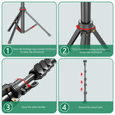 All-In-One 62" Portable Selfie Stick Tripod with Bluetooth Remote, Universal 360° Phone Holder for Iphone, Samsung, Gopro & Cameras - Perfect for Vloggers, Travel & Group Shots