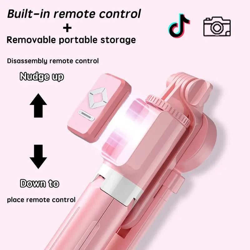 IMOLI Upgraded 67-Inch Telescopic Multi-Function Mobile Phone Selfie Stick with Dual Fill Light, Built-In Tripod and Wireless Remote Control