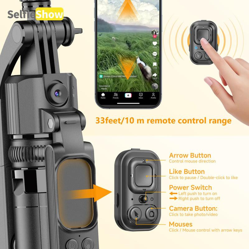Face Tracking Selfie Stick Tripod, USB Rechargeable 4-Foot Selfie Stick with Remote Control, Portable Selfie Accessories for Phone & Camera, Phone Accessories, Gifts for Girlfriend