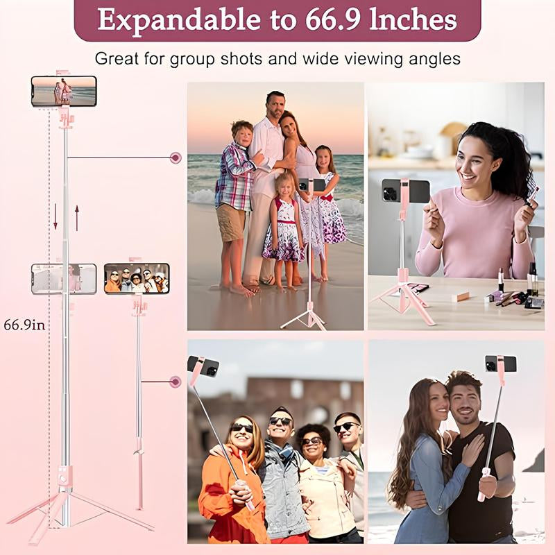 67 Selfie Stick Tripod with Ring Light 360°Rotation, Dual Fill Lights, Selfie Light，Wireless Remote for Iphone Android Phone Tripod for Vlog Stand Content Gifts
