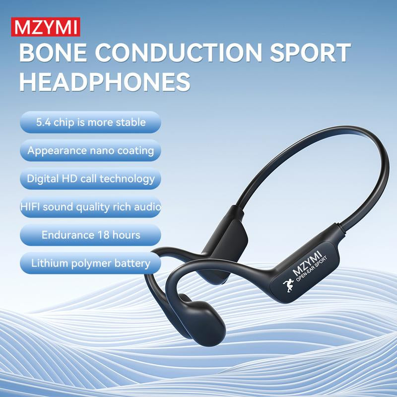 MZYMI 18H Open-Ear Wireless Bone Conduction Headphones – 18H Battery, Sport & Workout Earbuds