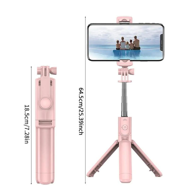 Portable Telescopic Selfie Stick Tripod with Remote Control, Bluetooth-Compatible Selfie Tripod Stand, Universal Extensible Wireless Selfie Tripod, Smartphone Cellphone Selfie Tripod for Recording, Travel Tripod