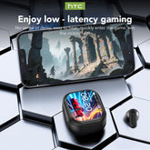 Bluetooth 6.0 Wireless Earphones – HTC NE20 LED Display for low-latency gaming and quick audio response