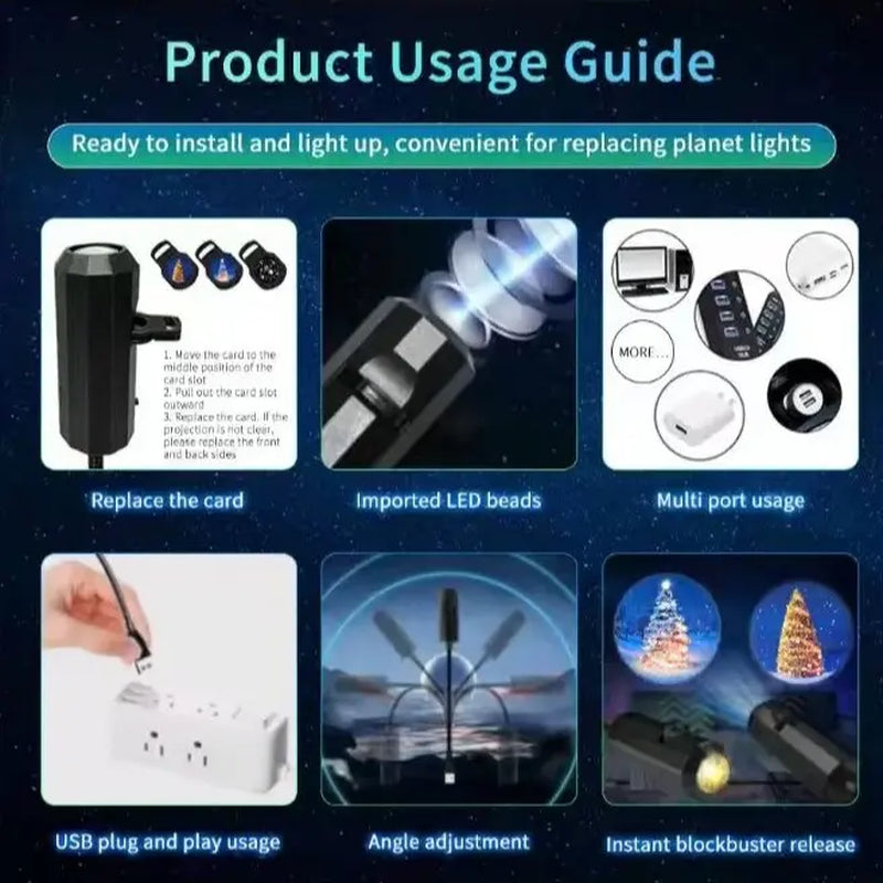 Planet Projector Lamp, Galaxy Projector-Usb Planet Night Light-10 Lighting Modes,360° Rotating,Suitable for Home Scenes, Small Footprint, Clear Projection.