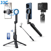 Magnetic Selfie Stick Tripod, Wireless Remote Control Selfie Stand with 2 Cold Shoe Mounts, Selfie Stick Tripod Stabilizer with Removable Phone Holder for Vlog, Stocking Fillers Gift