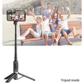 HANENO Portable Selfie Stick Tripod with Remote Bluetooth, Telescopic Design for Iphone, Upgraded Tripod for Travel and Recording Vlogging Kit Camera Stabilizer Electronic Gadgets Aluminum Android Cellphone Smartphone Tk Q12 Black