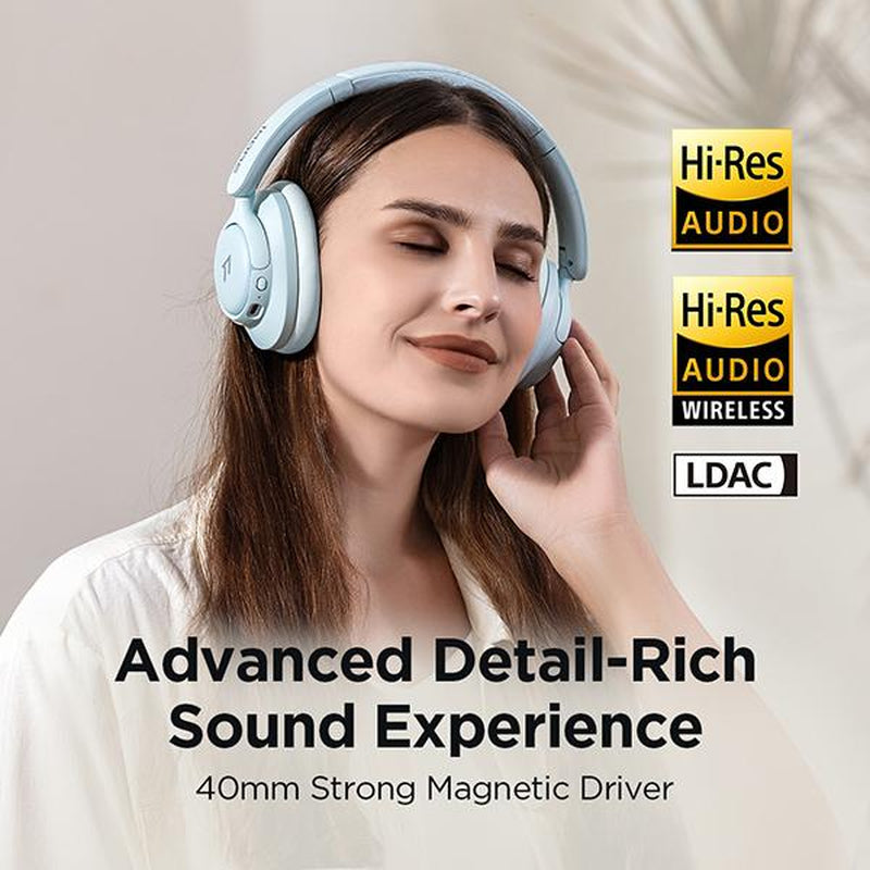 Bluetooth wireless noise canceling headphones on desk