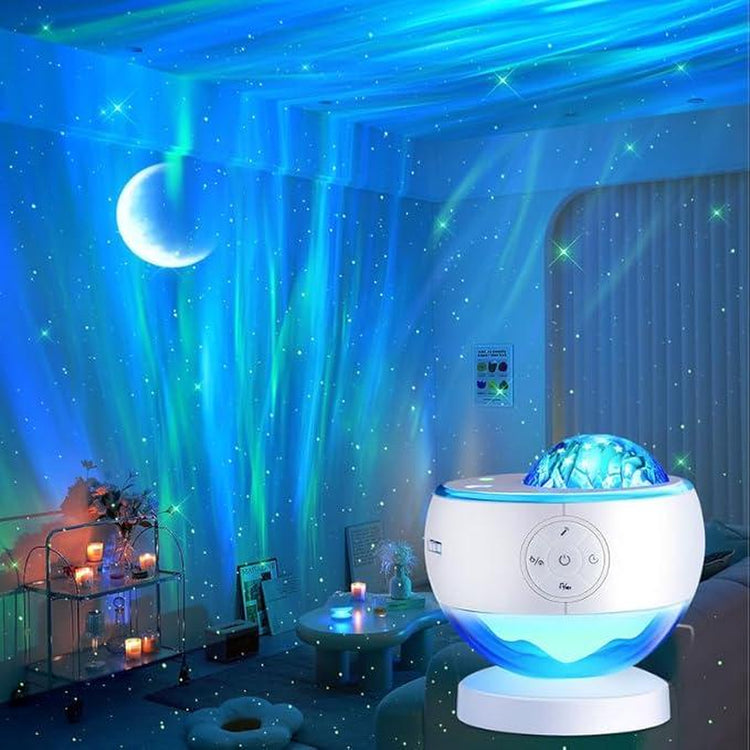 One Fire Northern Lights Projector,16Color Galaxy Projector for Bedroom, 15 White Noise Galaxy Projector, 5Moon Star Projector, Bluetooth Ambient Light Projector, Remote Timer Star Lights Audio Mood Lighting Aurora Living Room Night Light Kids