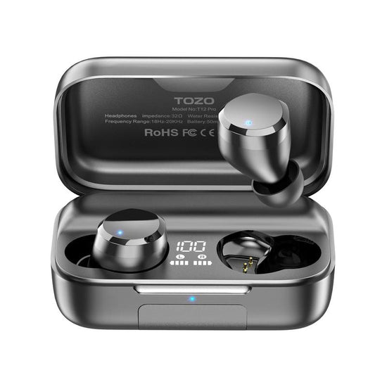 TOZO T12 Pro Wireless Earbuds Bluetooth Headphones Audio Earphones Noise Noise Cancellation Streaming Headset Electronic In-Ear Earphone App Control Fathersdaygift