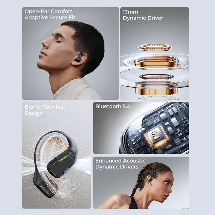 ERAZER XP6 Wireless Earbuds Open Free Wireless Bluetooth Earbuds Touchscreen Earphones for Listening to Music & Calling, Bluetooth Wireless Headphones