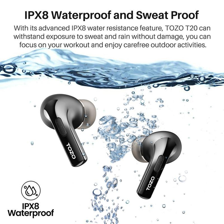 TOZO T20 Wireless Earbuds Bluetooth Headphones 48.5 Hrs Playtime with LED Digital Display Audio Earphones Noise Electronic Headset Charging Chargeable Mini Headphones In-Ear Earphone Fathersdaygift