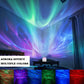 Ocean Wave LED Aurora Projector creating vibrant aurora effects in a bedroom with multiple colors on the walls.