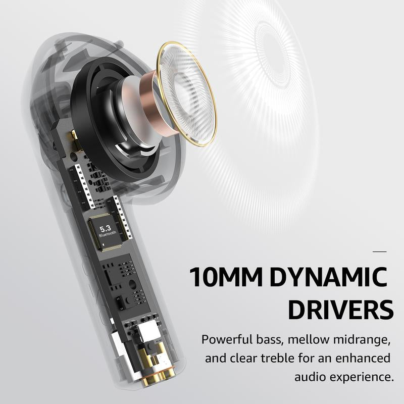 TOZO E2 Wireless Earbuds with Call Noise Cancellation, App Customize 32 Eqs, 10Mm Drivers with Powerful Bass, 30H Playtime, 2 Mics for Clear Calls, Bluetooth 5.3 Headphones, Comfort Fit In-Ear Headset Fathersdaygift Audio Charging Electronic Chargeable