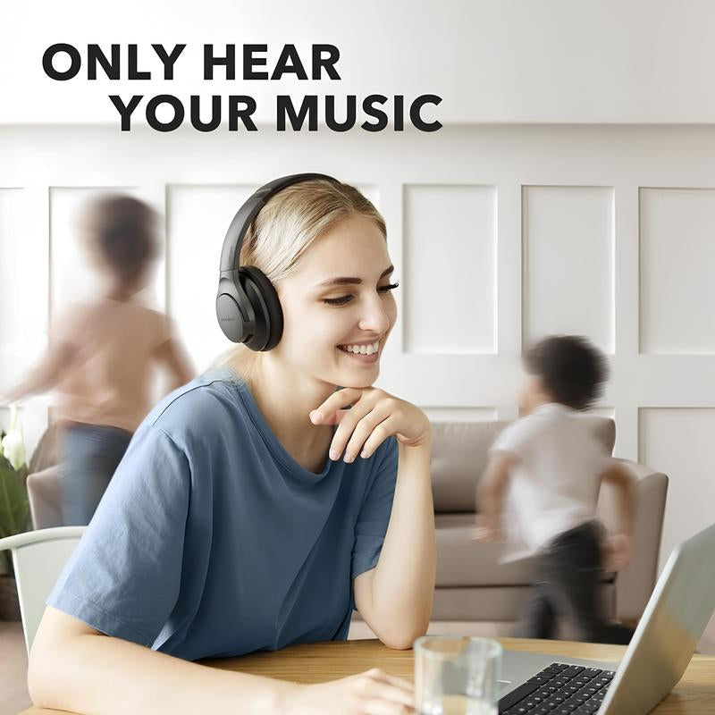 Soundcore Anker Life Q20 Hybrid Active Noise Cancelling Headphones, Wireless over Ear Bluetooth Headphones, 70H Playtime, Hi-Res Audio, Deep Bass, Memory Foam Ear Cups, Travel, Office, USB-C Charging