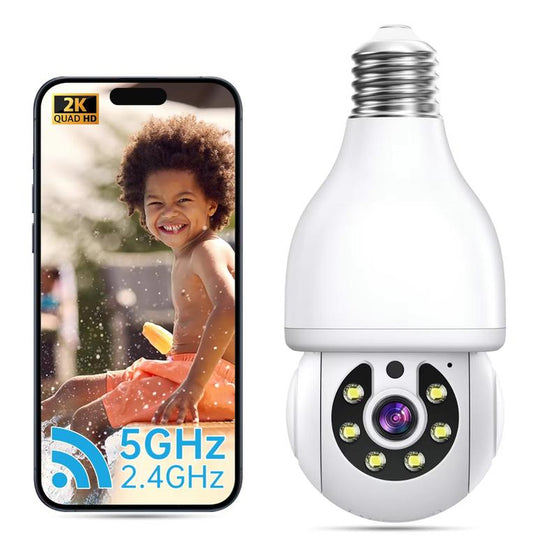 Wireless bulb security camera 2K color night vision