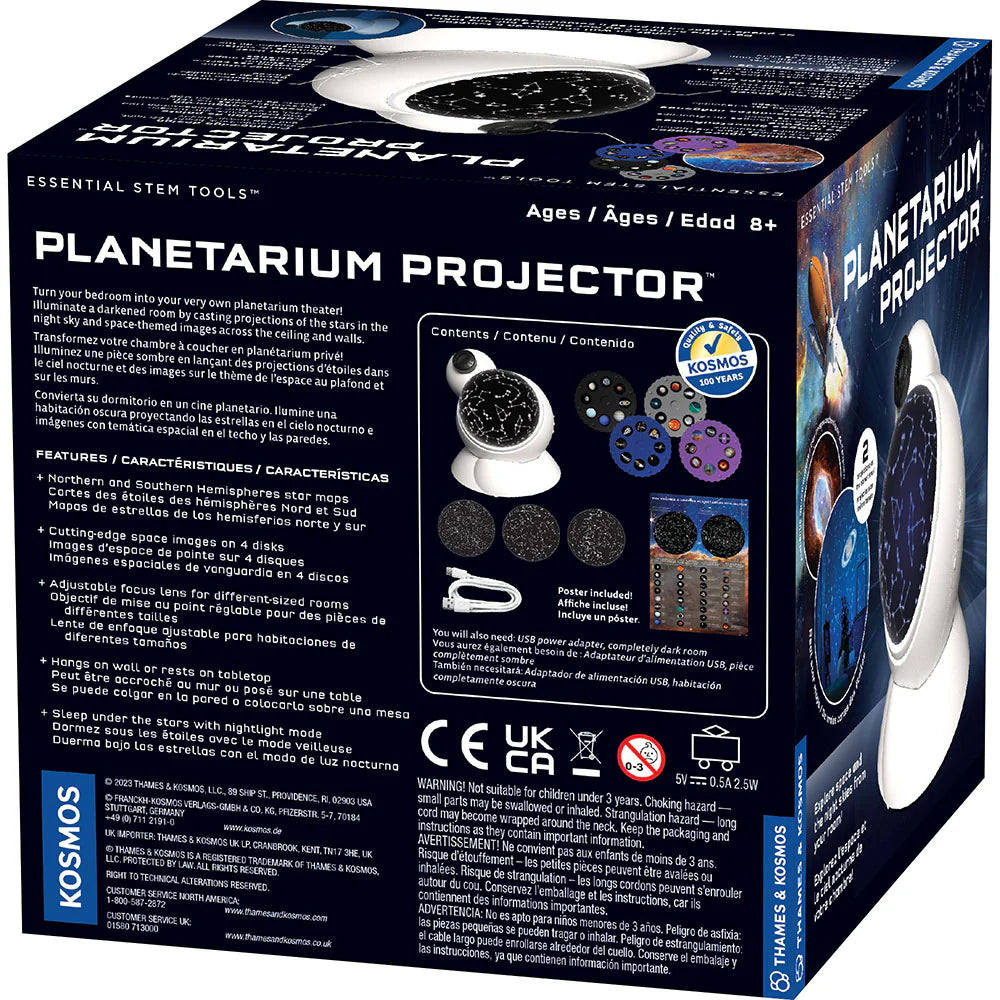 Planetarium Style Galaxy Projector box featuring realistic star projections and educational tools for ages 8 and up.