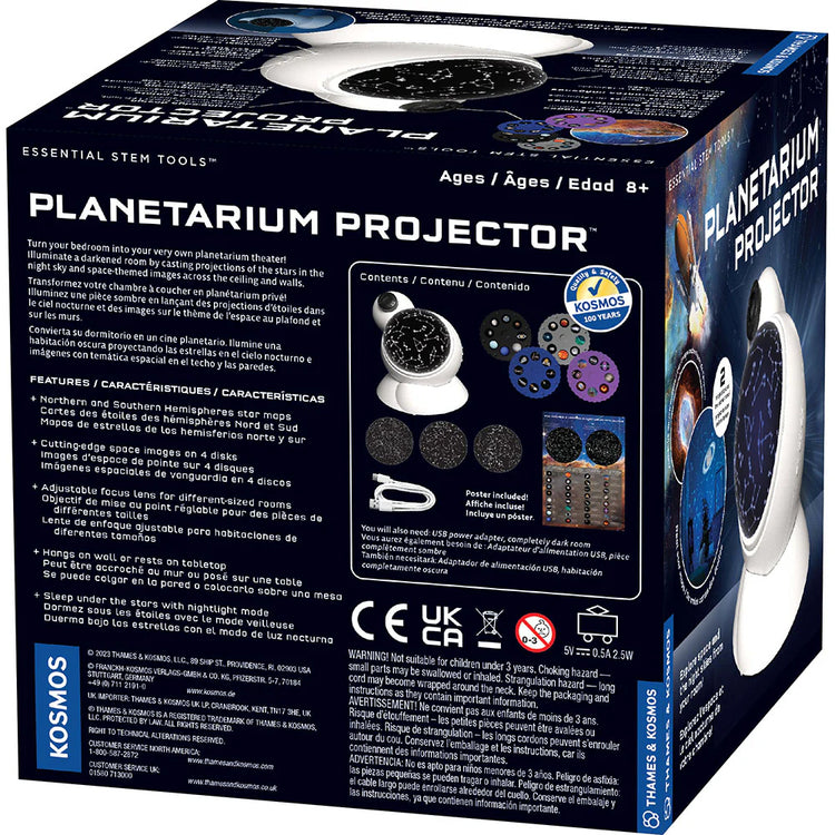 Planetarium Style Galaxy Projector box featuring realistic star projections and educational tools for ages 8 and up.