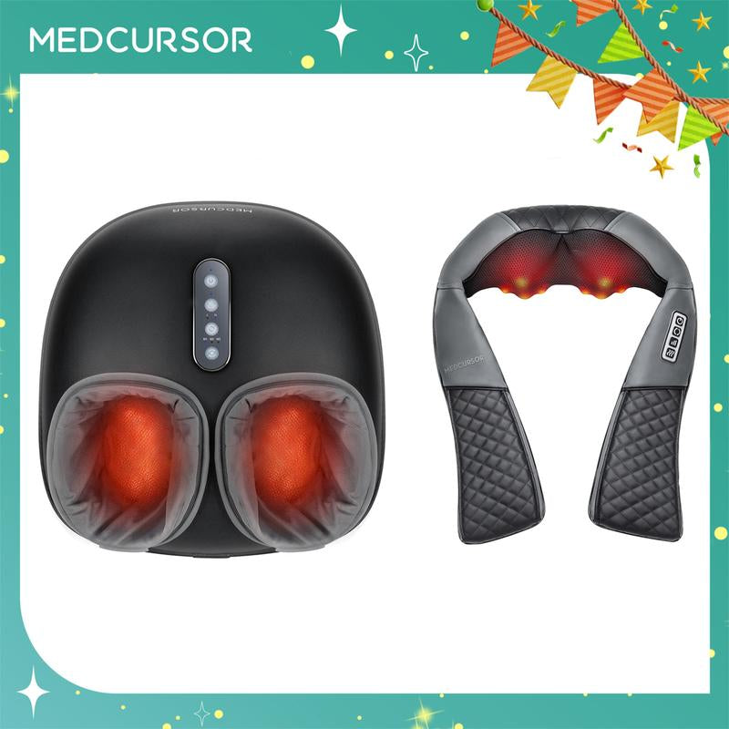 Medcursor Shiatsu Neck & Foot Massager Bundle with Heat – Deep Tissue Relief, Cordless Neck Wrap & Foot Massager for Stress & Muscle Recovery