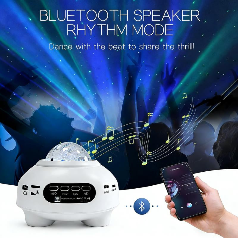 Galaxy Aurora Projector Light | App-Controlled Rechargeable Star Nebula Projector, Cordless Design, 33 Effects, Bluetooth Speaker & White Noise