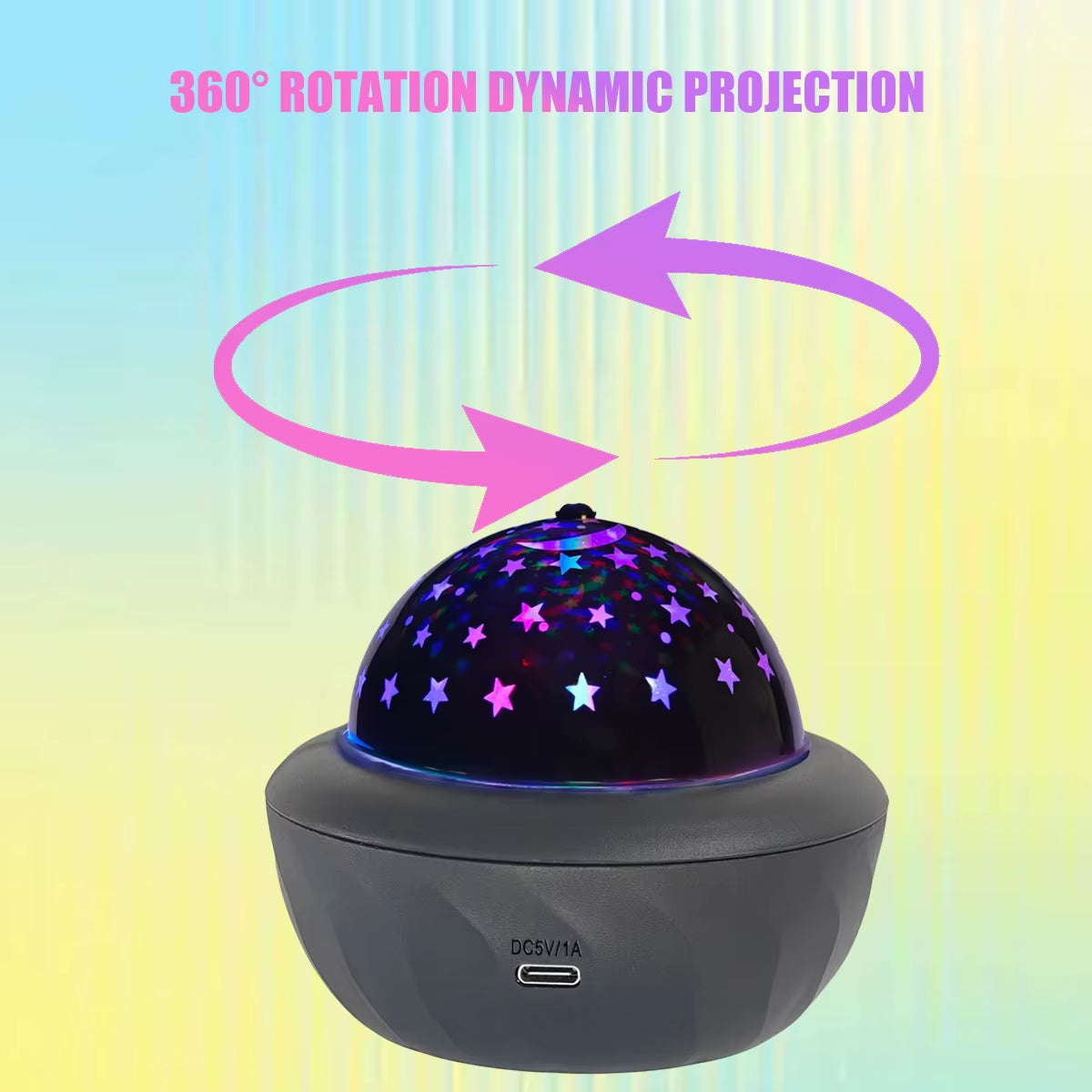 Galaxy Projector Night Light with 360° rotation and dynamic star projection features for mesmerizing room ambiance.