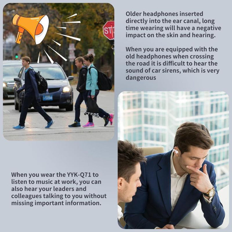 Open Earbuds, Wireless Bone Conduction Earphone Bluetooth 5.3 Clip Ear Hifi Sound Quality Waterproof TWS Headset Sports Gaming Headphones Headphones Bluetooth