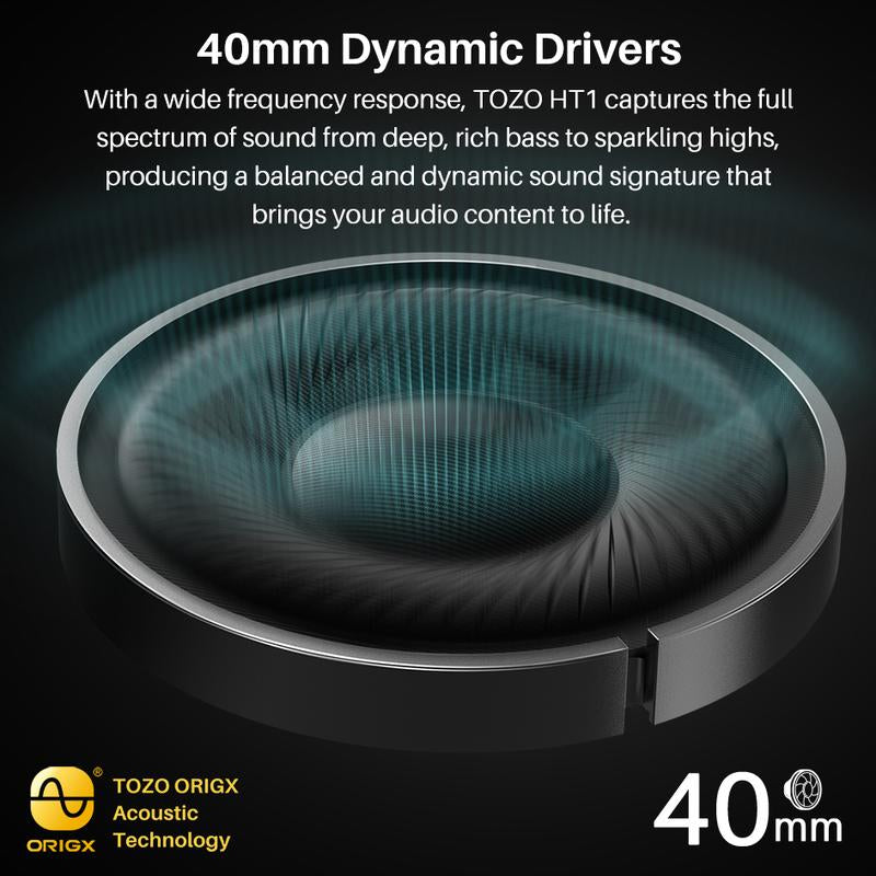 TOZO-HT2 Hybrid Active Noise Cancelling Headphones, Wireless over Ear Bluetooth Headphones Fathersdaygift Headset Audio Electronic Earbud Traveling Gadgets Gym Noisecancellingheadphones