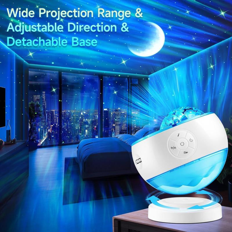 One Fire Northern Lights Projector,16Color Galaxy Projector for Bedroom, 15 White Noise Galaxy Projector, 5Moon Star Projector, Bluetooth Ambient Light Projector, Remote Timer Star Lights Audio Mood Lighting Aurora Living Room Night Light Kids