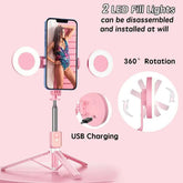 67 Selfie Stick Tripod with Ring Light 360°Rotation, Dual Fill Lights, Selfie Light，Wireless Remote for Iphone Android Phone Tripod for Vlog Stand Content Gifts