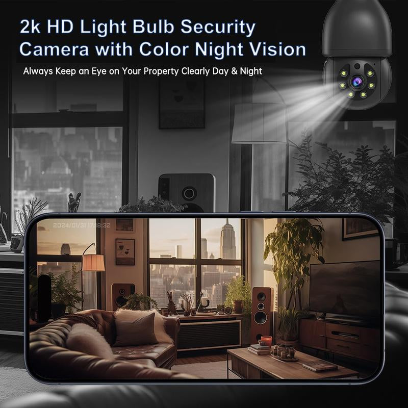 Easy installation outdoor light bulb security camera