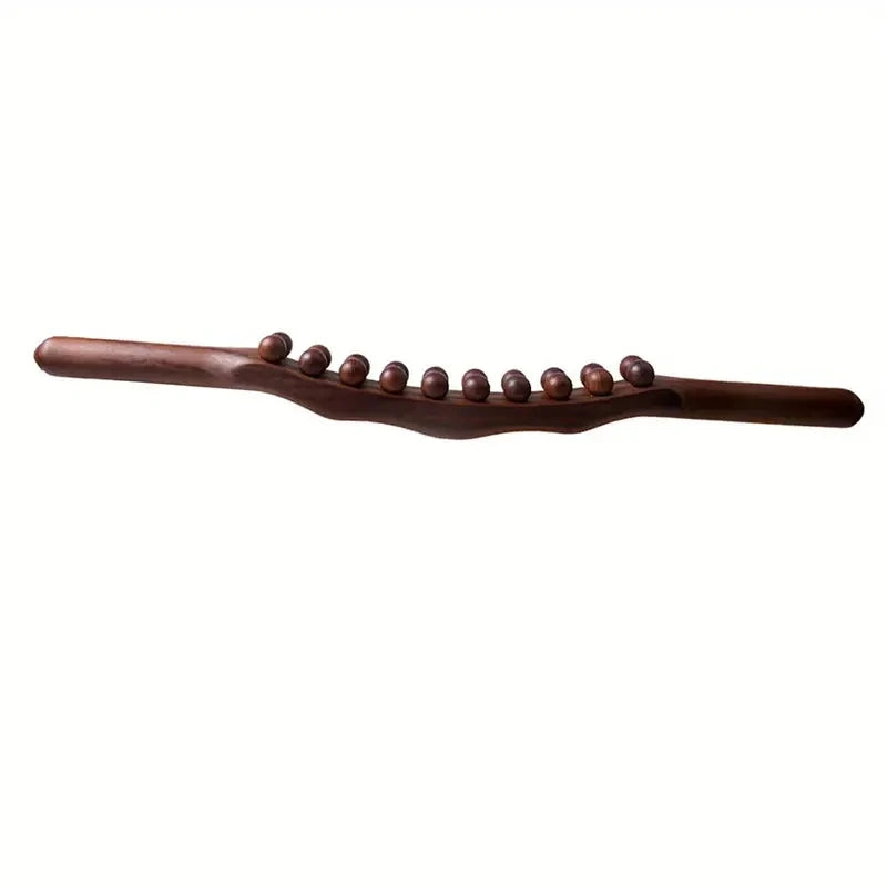 20-Bead Wooden Massage Stick – Scraping Massage Tool for Muscle Relief & Circulation