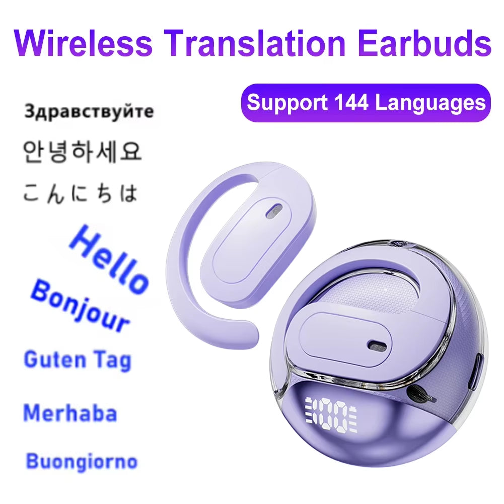 M112 Smart AI Translator Earbuds 144 Languages Real-Time Translation Earbud 99% High Accuracy Translators Headphones for Meeting